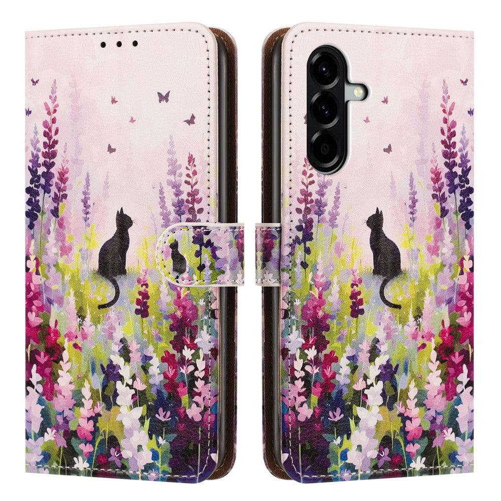 For Samsung Galaxy A36 5G Case Pattern Printed Wallet Flip Stand PU Leather Phone Cover with Wrist Strap