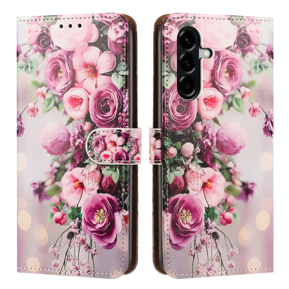 For Samsung Galaxy A36 5G Case Pattern Printed Wallet Flip Stand PU Leather Phone Cover with Wrist Strap