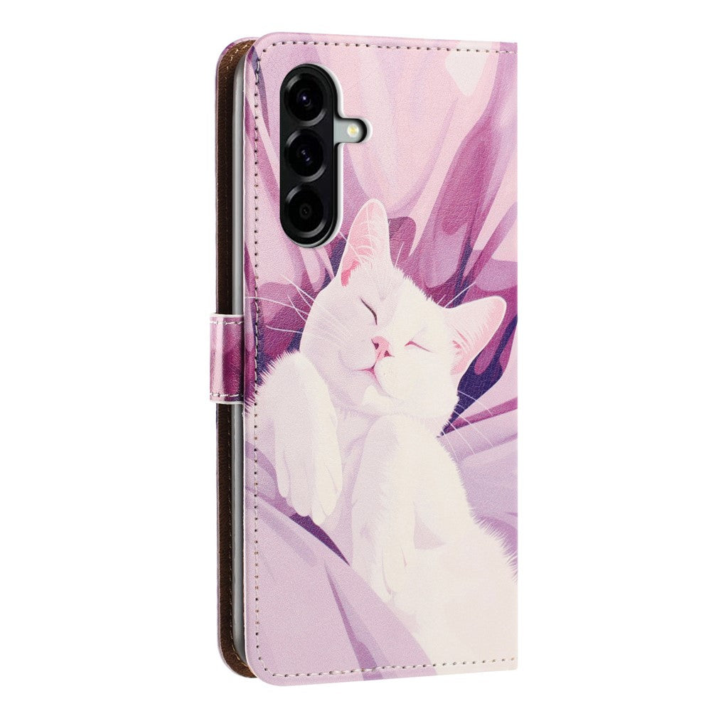 Til Samsung Galaxy A56 5G Etui Mønstret Trykt Pung Flip Stand PU-Læder Telefoncover med Håndrem