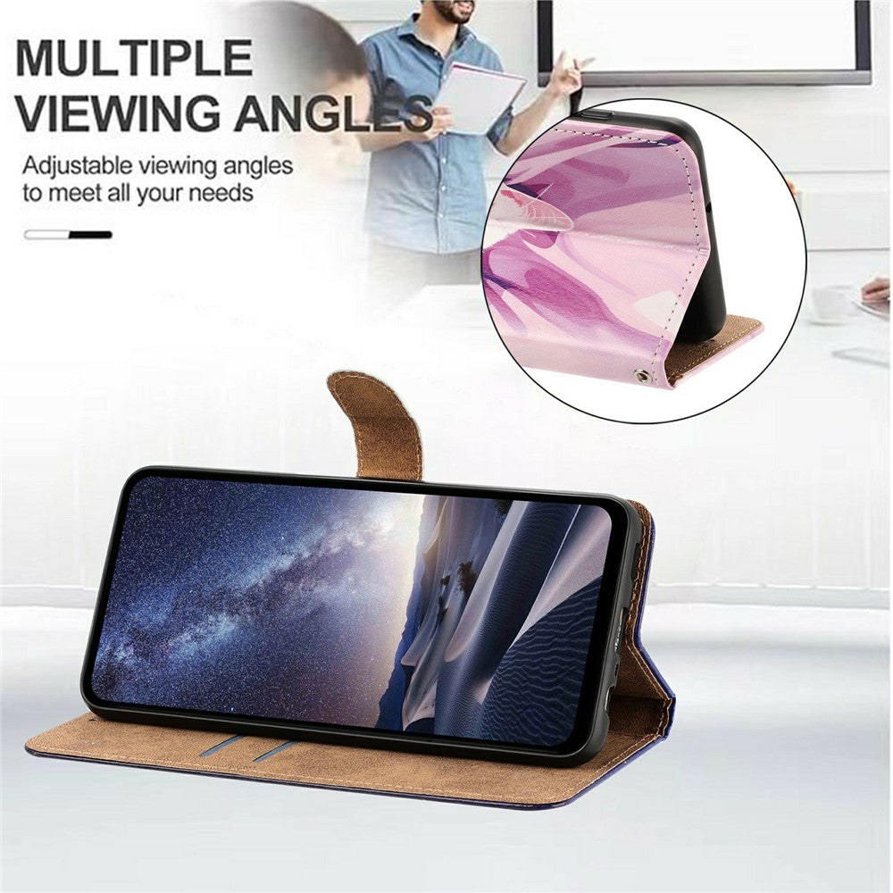 Til Samsung Galaxy A56 5G Etui Mønstret Trykt Pung Flip Stand PU-Læder Telefoncover med Håndrem