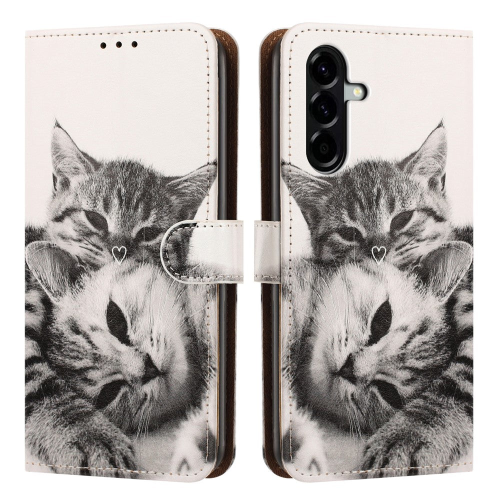 Til Samsung Galaxy A56 5G Etui Mønstret Trykt Pung Flip Stand PU-Læder Telefoncover med Håndrem