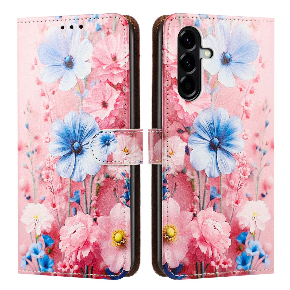 Til Samsung Galaxy A56 5G Etui Mønstret Trykt Pung Flip Stand PU-Læder Telefoncover med Håndrem