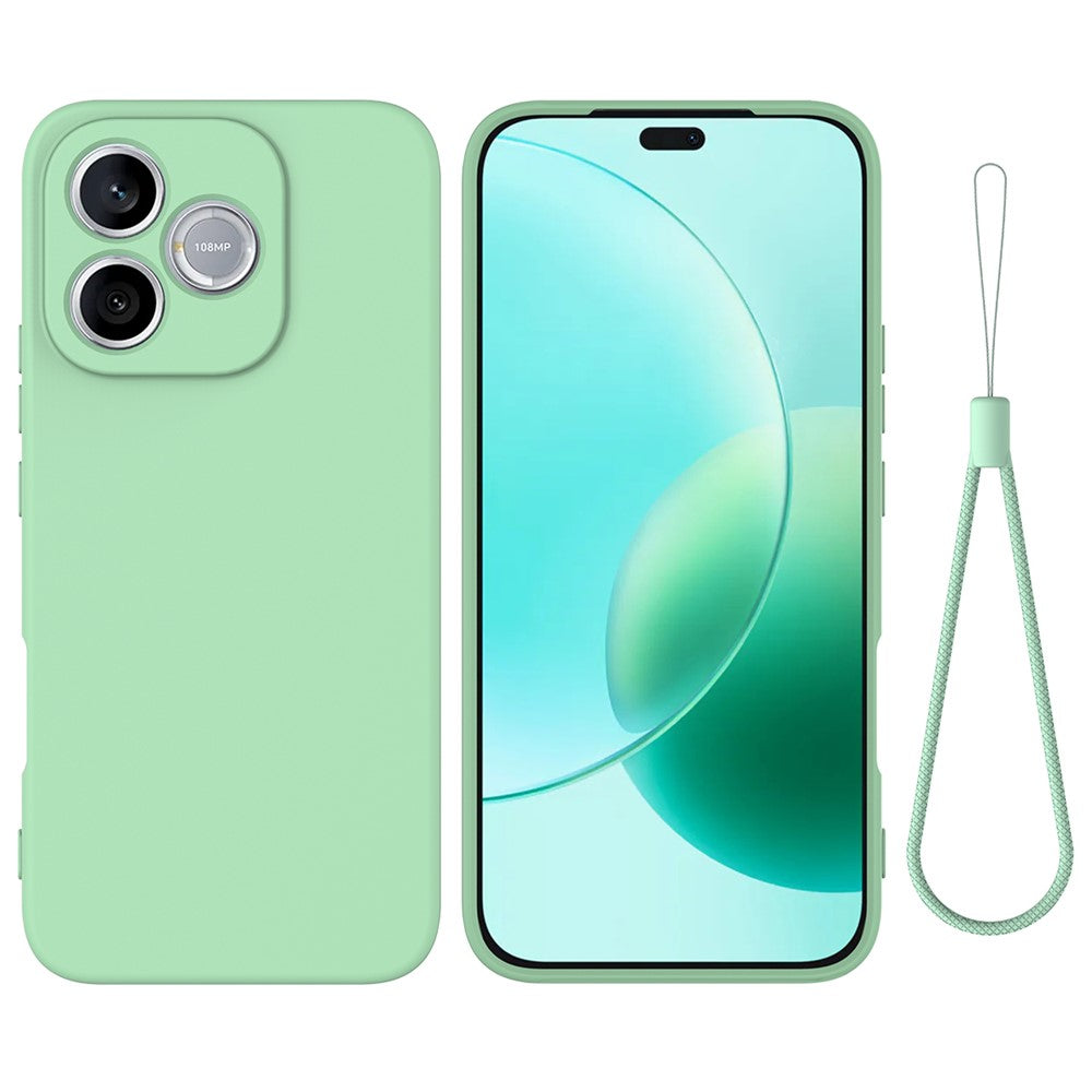 For Honor 600 Lite 5G  /  X80i 5G  /  600e 5G Liquid Silicone Case Phone Back Cover with Hand Strap