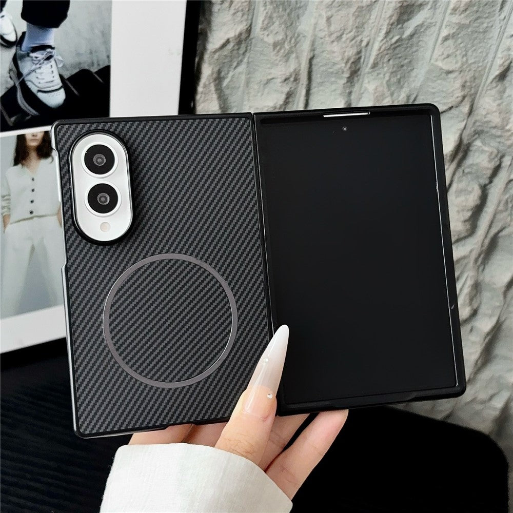 Til Samsung Galaxy Z Fold8 Magnetisk Etui Kulfiber Tekstur PU Læder + PC Sammenklappeligt Telefoncover