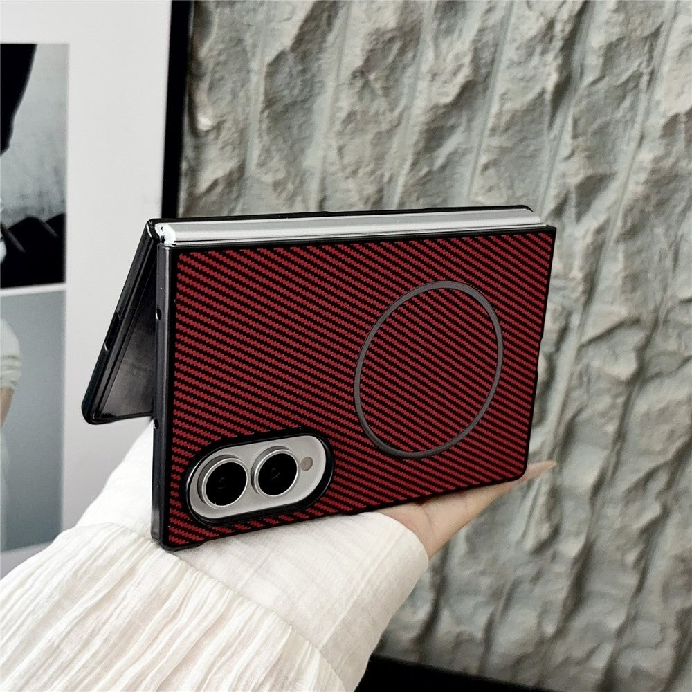 Til Samsung Galaxy Z Fold8 Magnetisk Etui Kulfiber Tekstur PU Læder + PC Sammenklappeligt Telefoncover