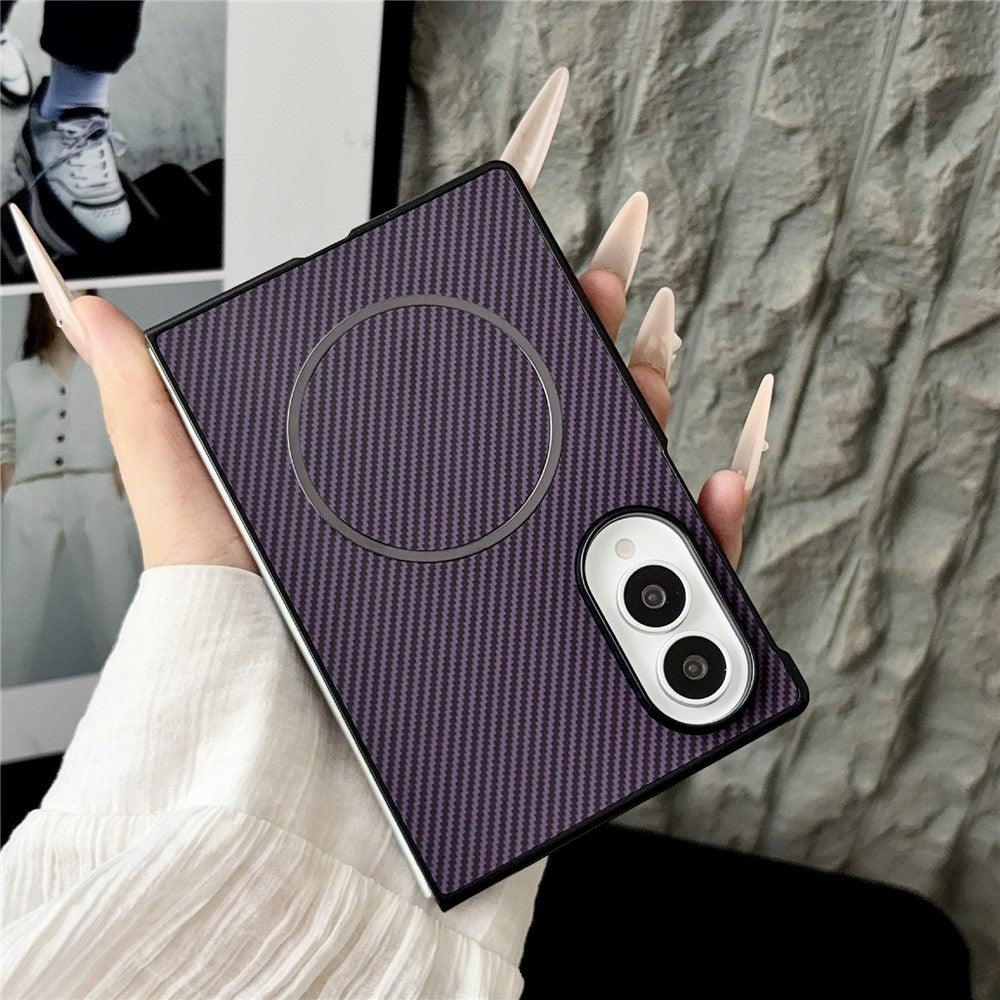 Til Samsung Galaxy Z Fold8 Magnetisk Etui Kulfiber Tekstur PU Læder + PC Sammenklappeligt Telefoncover