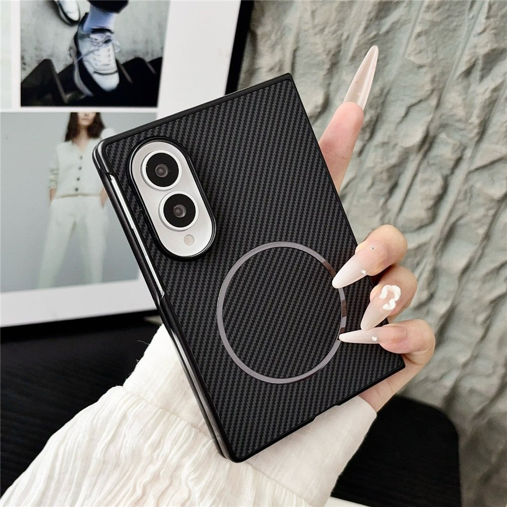 Til Samsung Galaxy Z Fold8 Magnetisk Etui Kulfiber Tekstur PU Læder + PC Sammenklappeligt Telefoncover
