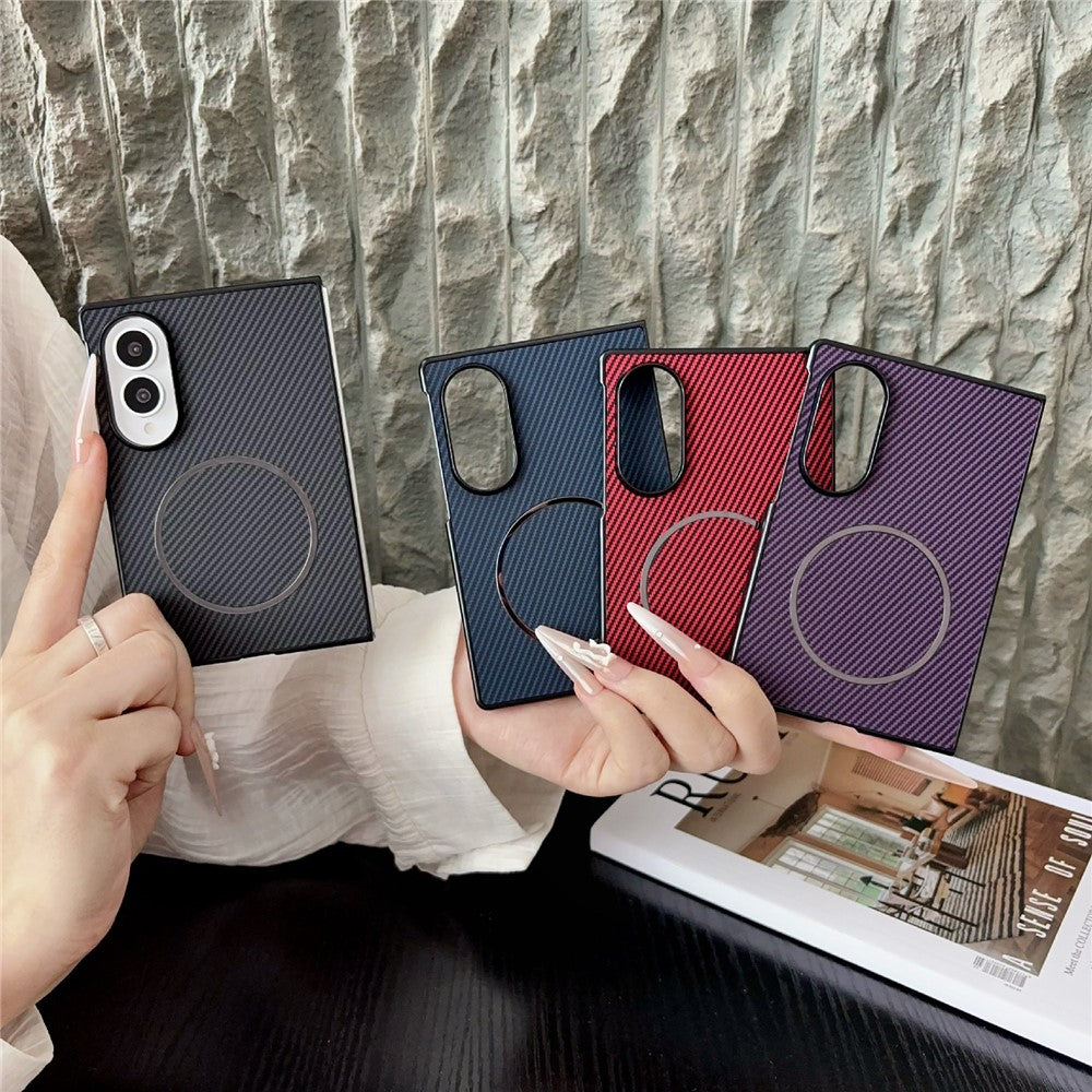 Til Samsung Galaxy Z Fold8 Magnetisk Etui Kulfiber Tekstur PU Læder + PC Sammenklappeligt Telefoncover