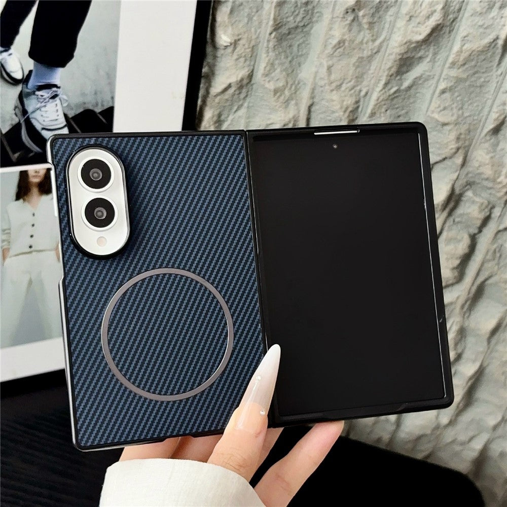 Til Samsung Galaxy Z Fold8 Magnetisk Etui Kulfiber Tekstur PU Læder + PC Sammenklappeligt Telefoncover
