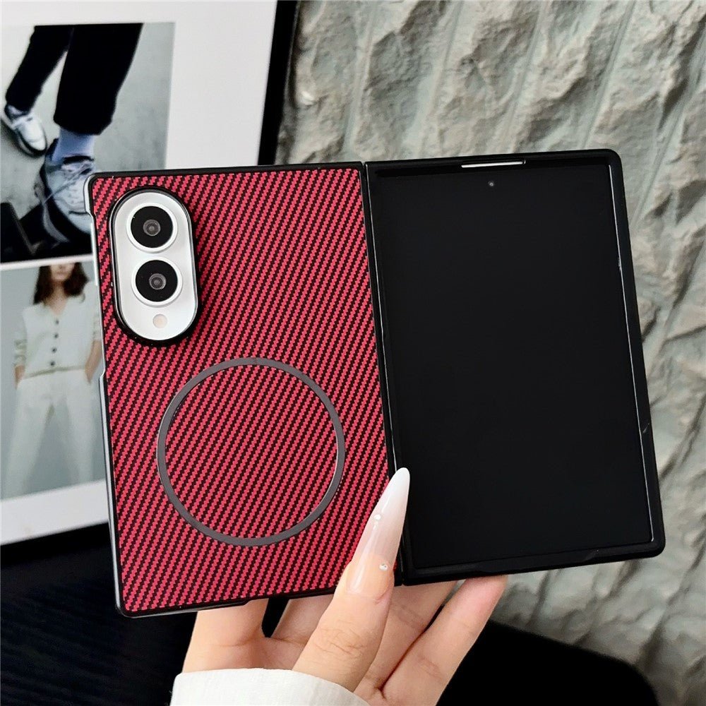 Til Samsung Galaxy Z Fold8 Magnetisk Etui Kulfiber Tekstur PU Læder + PC Sammenklappeligt Telefoncover