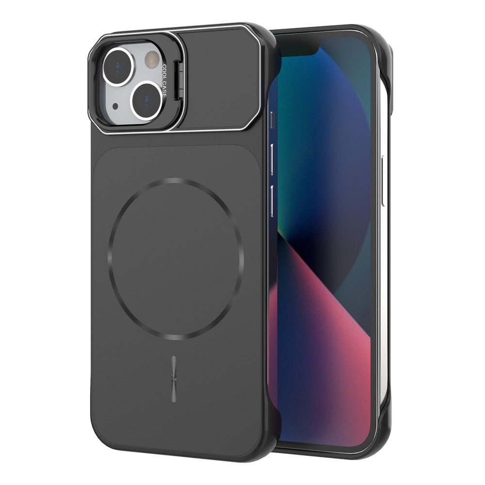 Til iPhone 13 magnetisk cover med linseramme, støttefod, mat PC, rammeløst telefoncover