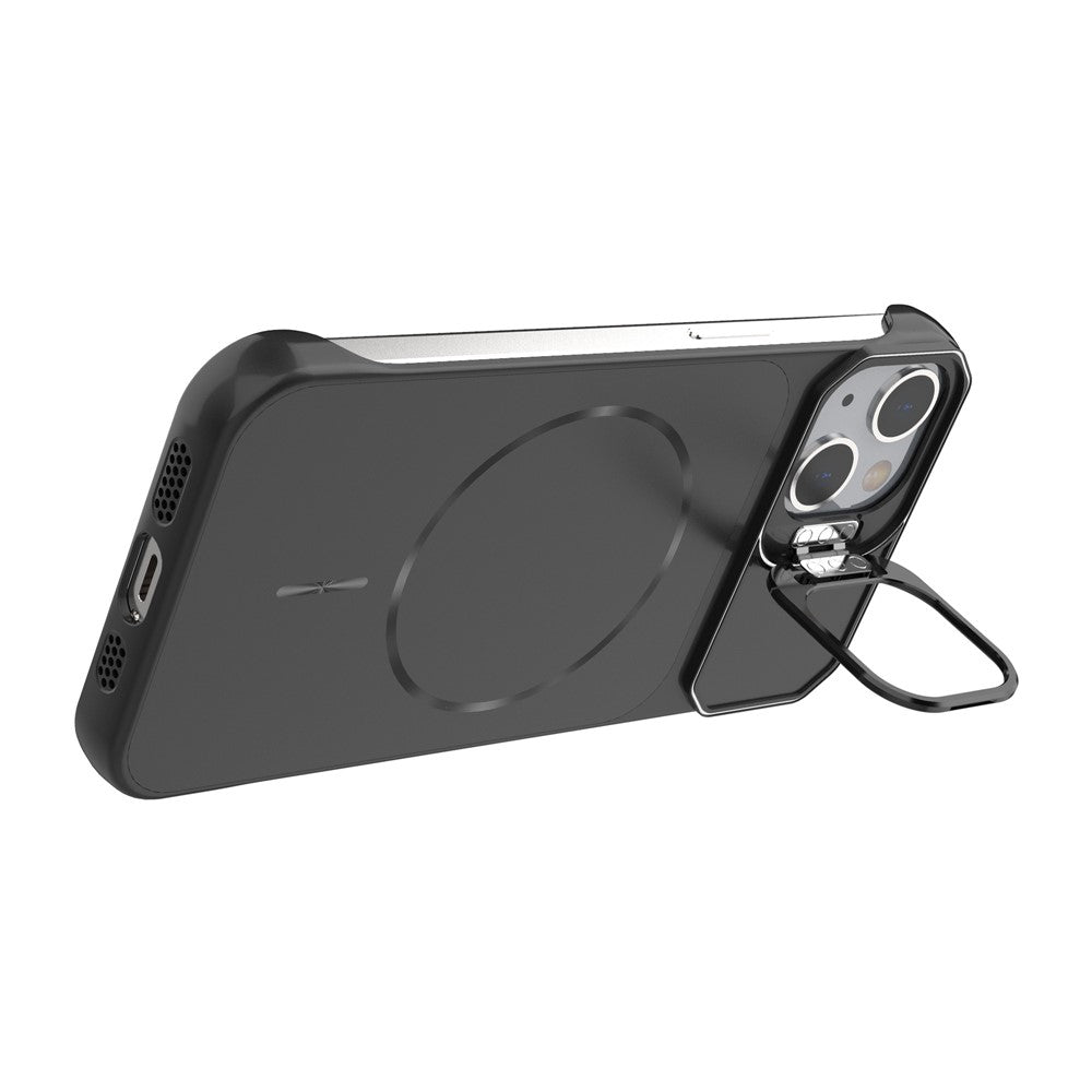 Til iPhone 13 magnetisk cover med linseramme, støttefod, mat PC, rammeløst telefoncover