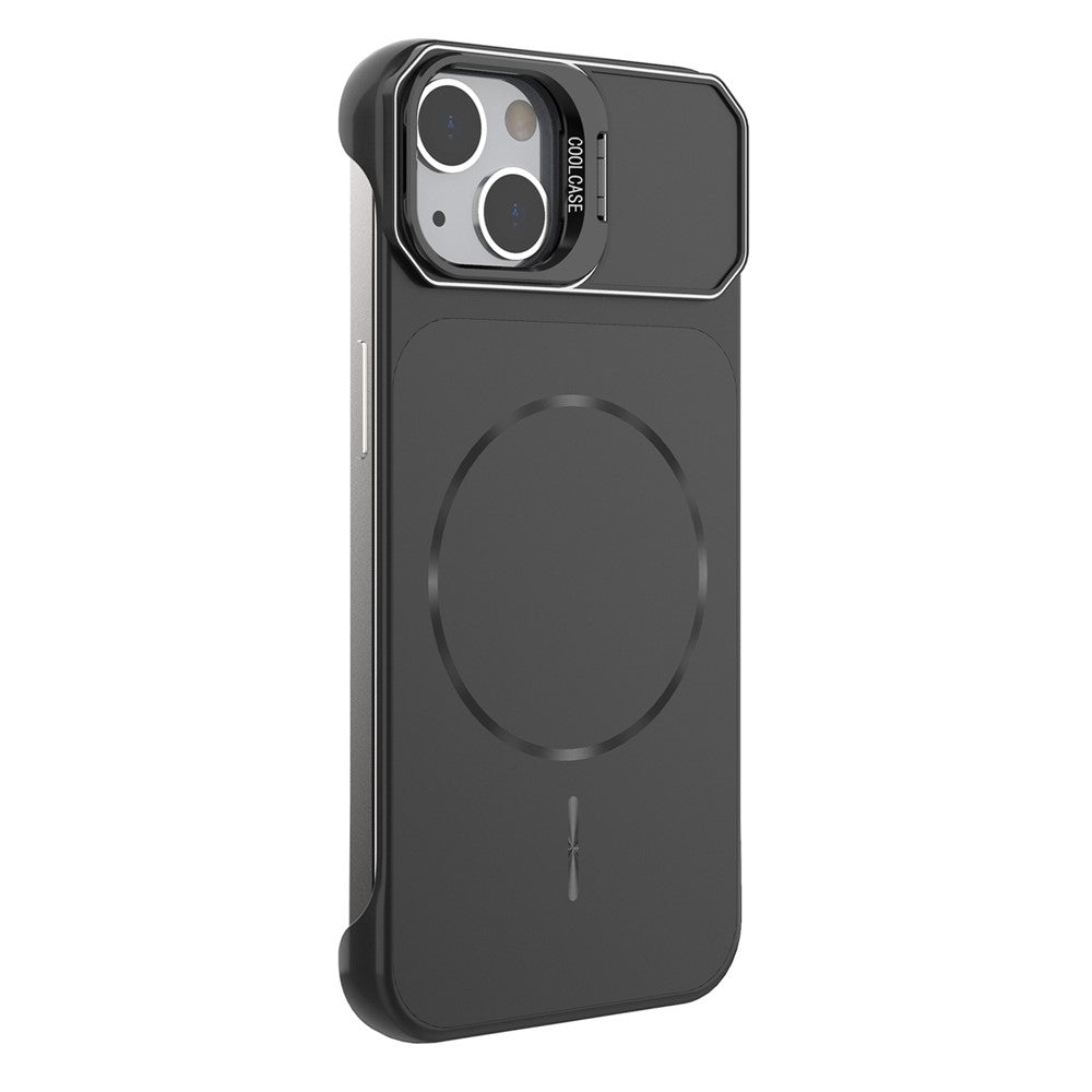 Til iPhone 13 magnetisk cover med linseramme, støttefod, mat PC, rammeløst telefoncover