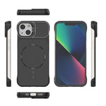 Til iPhone 13 magnetisk cover med linseramme, støttefod, mat PC, rammeløst telefoncover