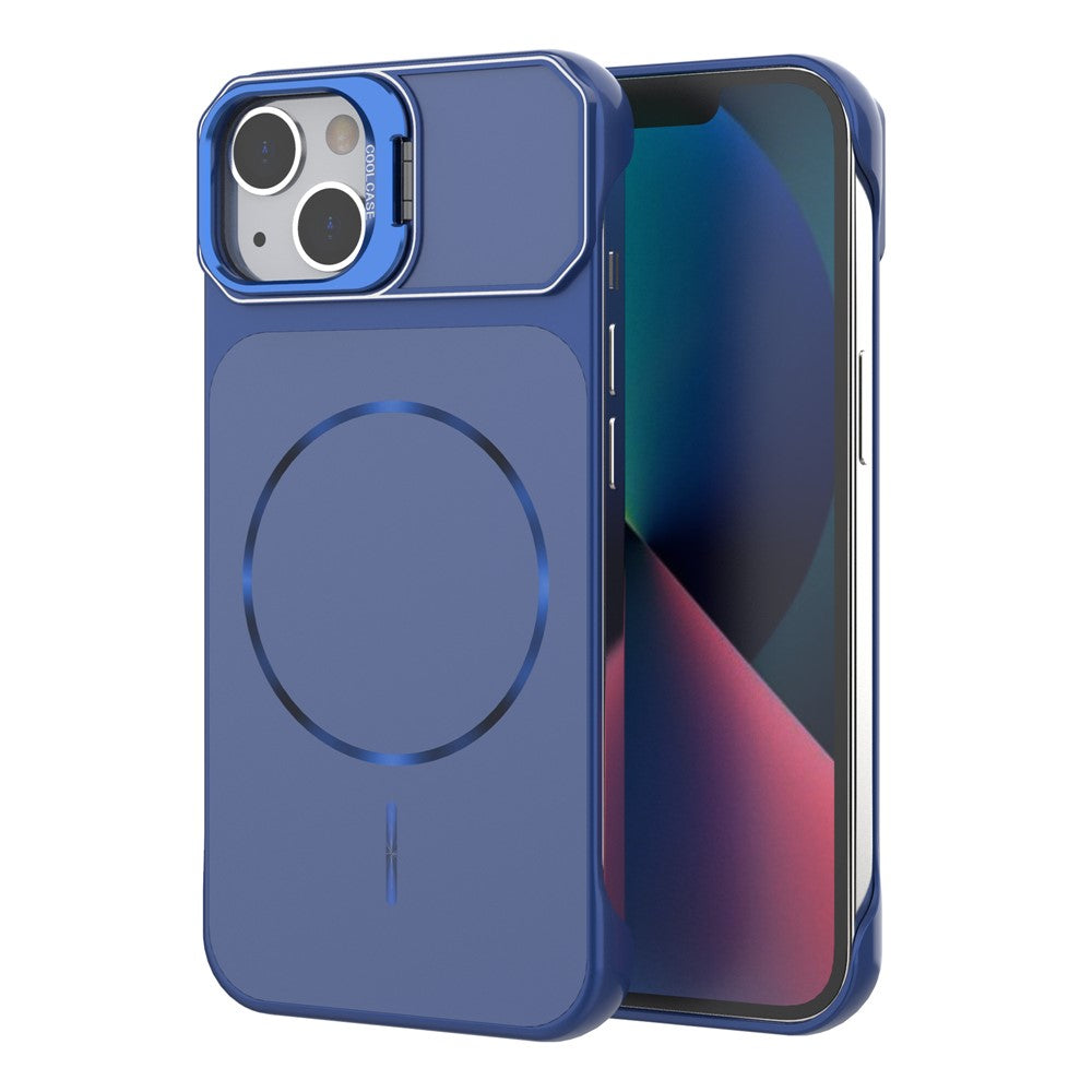 Til iPhone 13 magnetisk cover med linseramme, støttefod, mat PC, rammeløst telefoncover