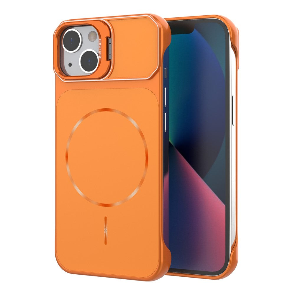 Til iPhone 13 magnetisk cover med linseramme, støttefod, mat PC, rammeløst telefoncover