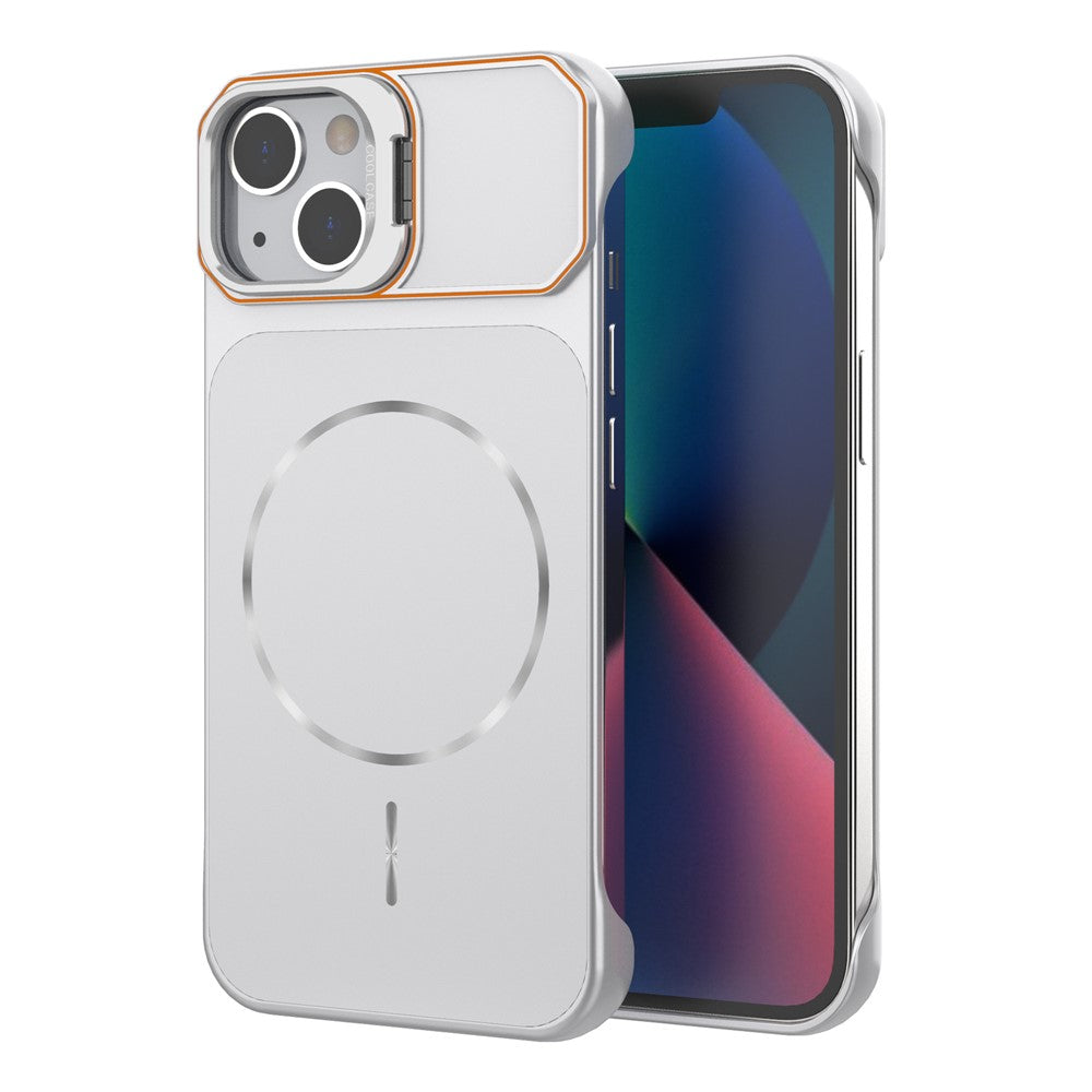 Til iPhone 13 magnetisk cover med linseramme, støttefod, mat PC, rammeløst telefoncover