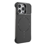 For iPhone 13 Pro Magnetic Case Lens Frame Kickstand Matte PC Frameless Phone Cover