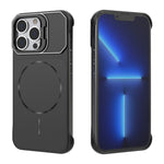 For iPhone 13 Pro Magnetic Case Lens Frame Kickstand Matte PC Frameless Phone Cover