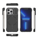 For iPhone 13 Pro Magnetic Case Lens Frame Kickstand Matte PC Frameless Phone Cover