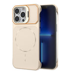 For iPhone 13 Pro Magnetic Case Lens Frame Kickstand Matte PC Frameless Phone Cover