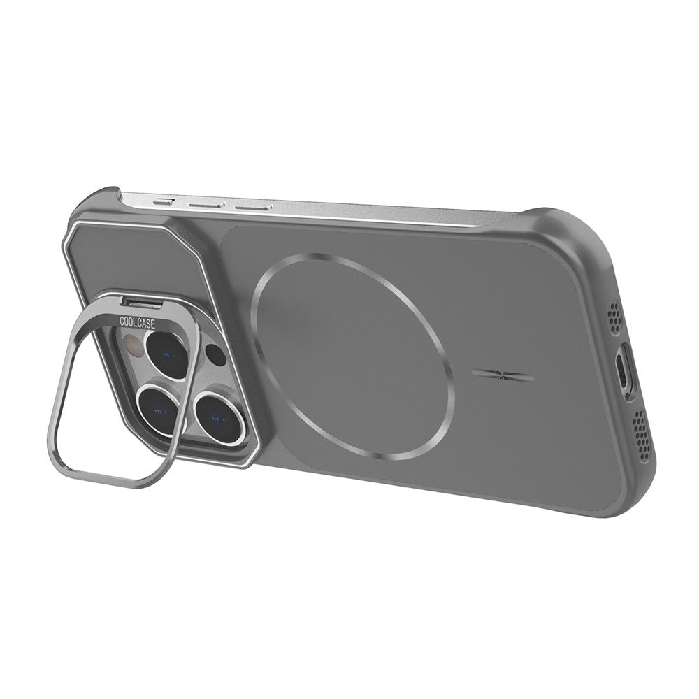 For iPhone 13 Pro Max Magnetic Case Lens Frame Kickstand Matte PC Frameless Phone Cover