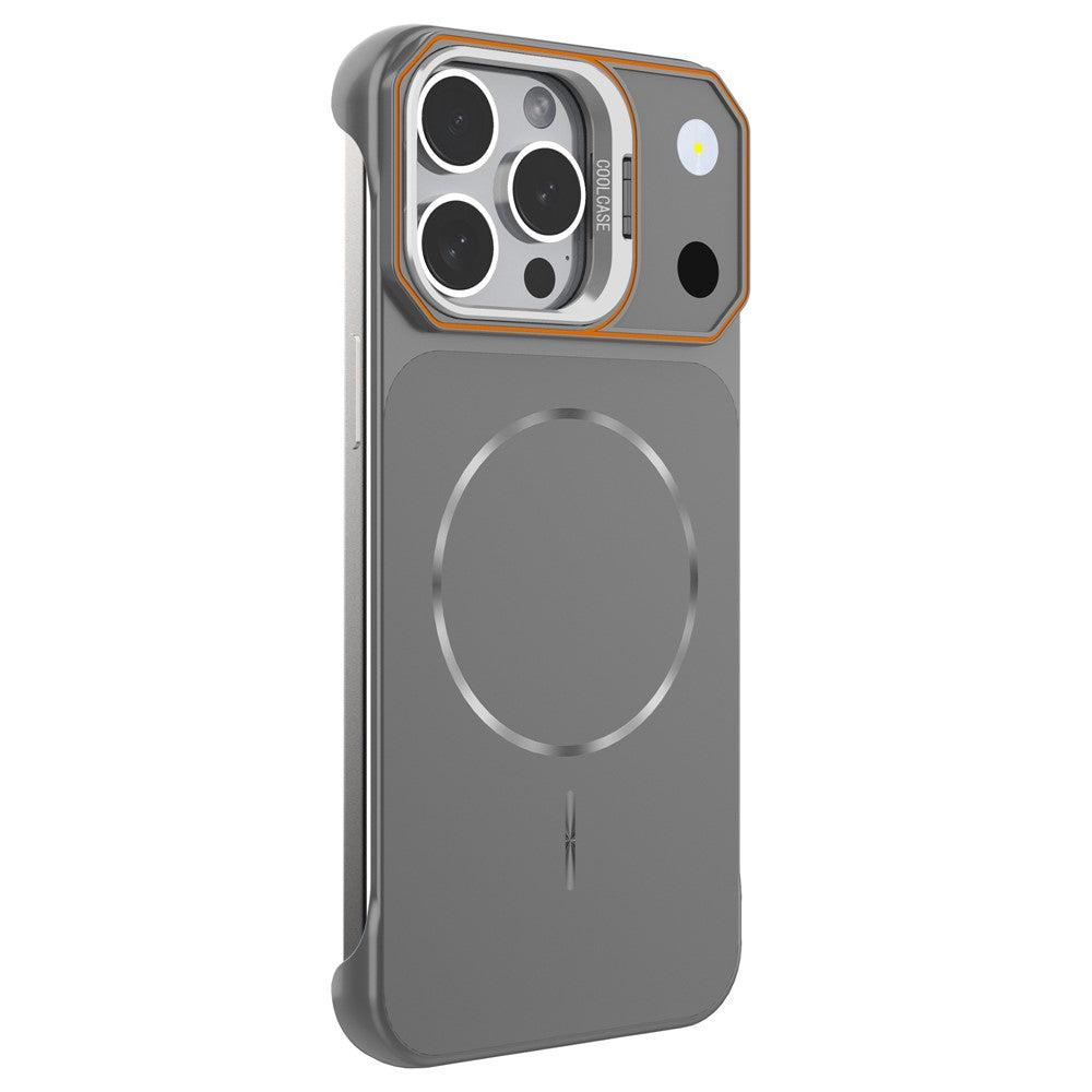 Magnetiskt skal för iPhone 13 Pro Max, linsram, stativ, matt PC, ramlöst mobilskal