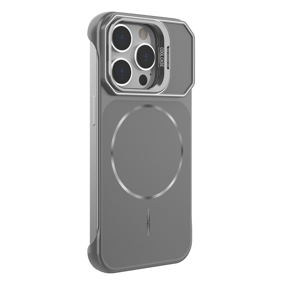 For iPhone 13 Pro Max Magnetic Case Lens Frame Kickstand Matte PC Frameless Phone Cover