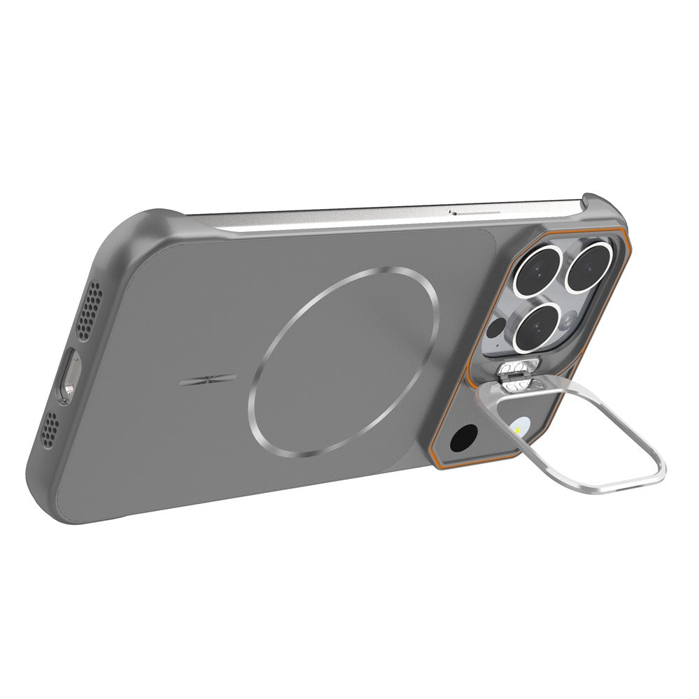 Magnetiskt skal för iPhone 13 Pro Max, linsram, stativ, matt PC, ramlöst mobilskal