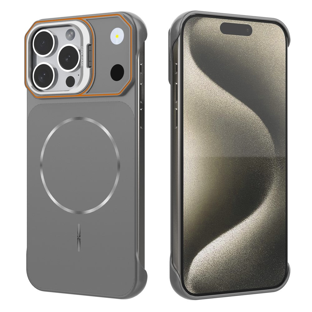 Magnetiskt skal för iPhone 13 Pro Max, linsram, stativ, matt PC, ramlöst mobilskal