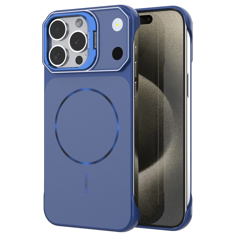 Magnetiskt skal för iPhone 13 Pro Max, linsram, stativ, matt PC, ramlöst mobilskal