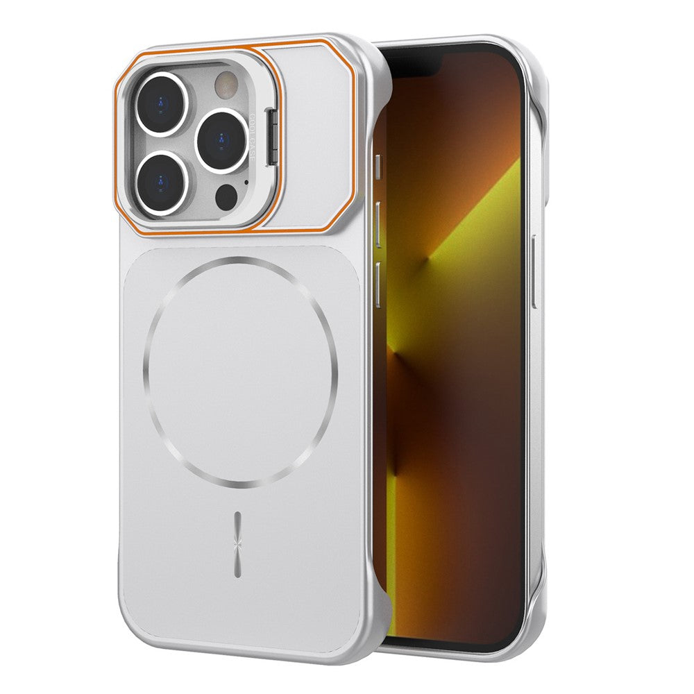 For iPhone 13 Pro Max Magnetic Case Lens Frame Kickstand Matte PC Frameless Phone Cover