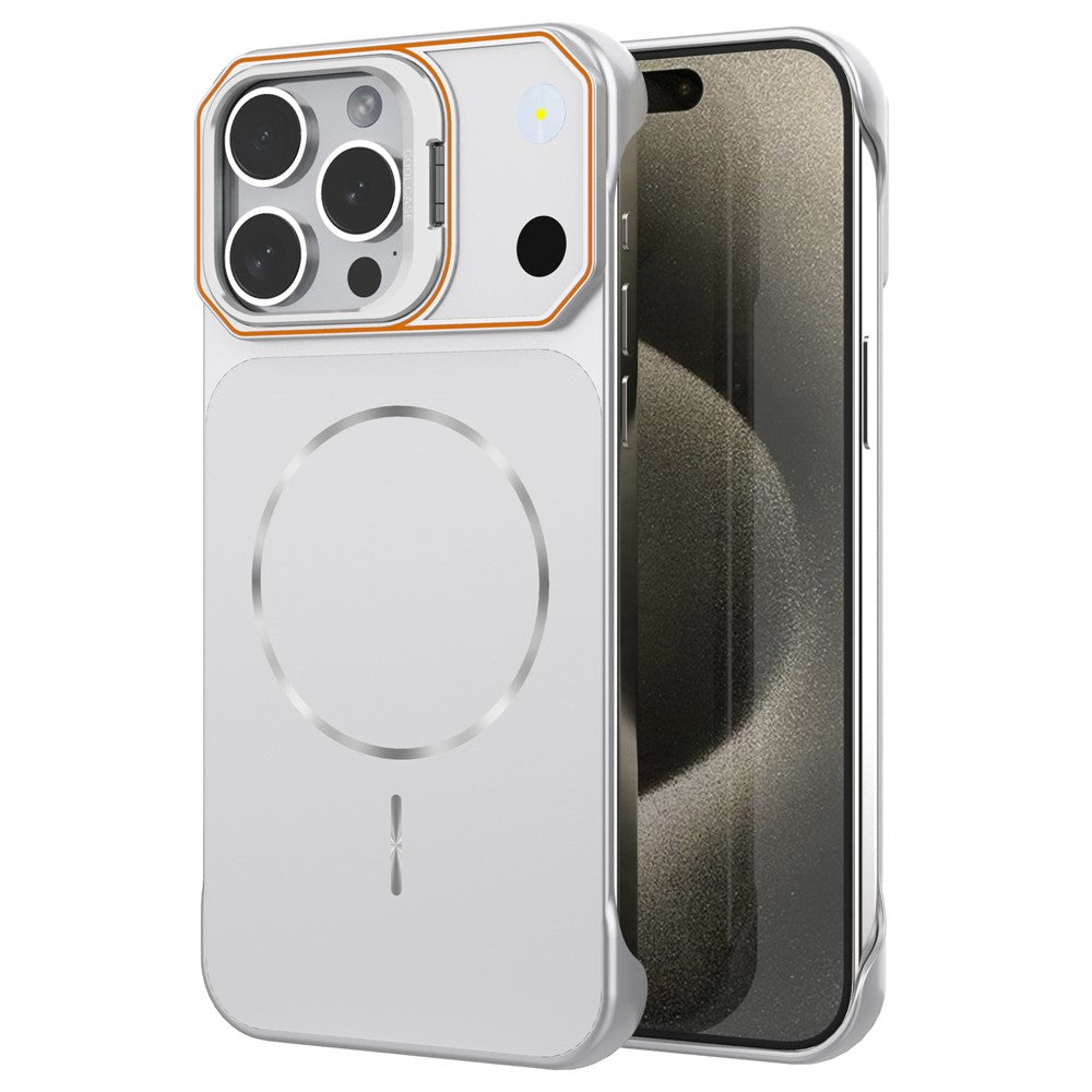 Magnetiskt skal för iPhone 13 Pro Max, linsram, stativ, matt PC, ramlöst mobilskal