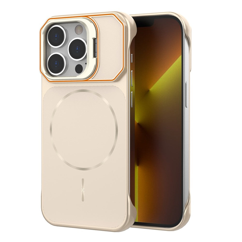 For iPhone 13 Pro Max Magnetic Case Lens Frame Kickstand Matte PC Frameless Phone Cover