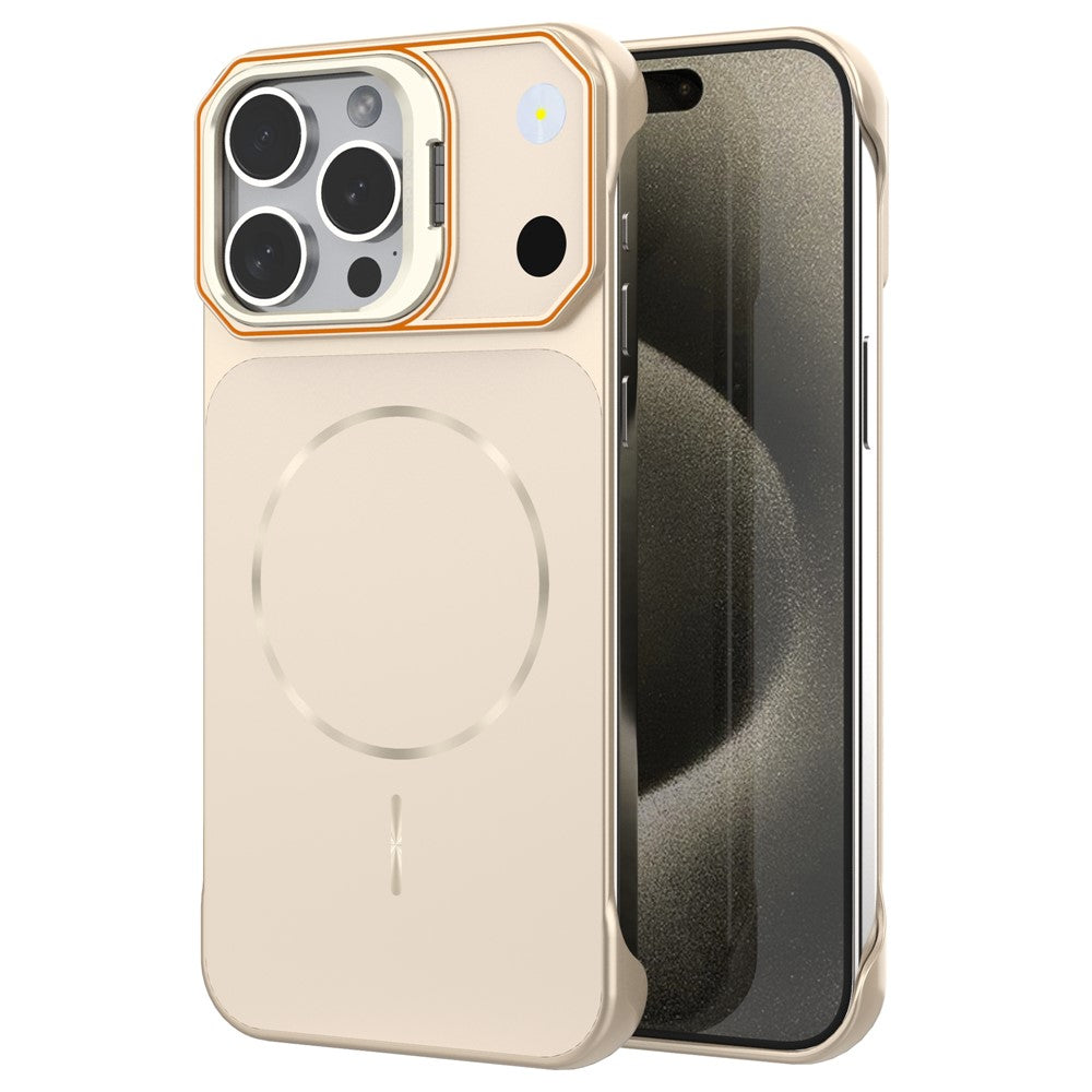 Magnetiskt skal för iPhone 13 Pro Max, linsram, stativ, matt PC, ramlöst mobilskal