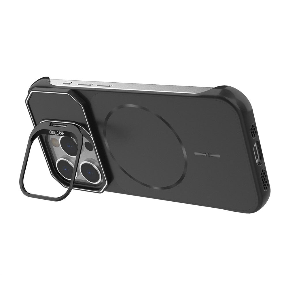 For iPhone 14 Pro Magnetic Case Lens Frame Kickstand Matte PC Frameless Phone Cover