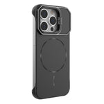 For iPhone 14 Pro Magnetic Case Lens Frame Kickstand Matte PC Frameless Phone Cover