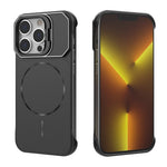For iPhone 14 Pro Magnetic Case Lens Frame Kickstand Matte PC Frameless Phone Cover