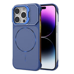 For iPhone 14 Pro Magnetic Case Lens Frame Kickstand Matte PC Frameless Phone Cover