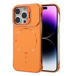 For iPhone 14 Pro Magnetic Case Lens Frame Kickstand Matte PC Frameless Phone Cover