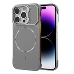 For iPhone 14 Pro Magnetic Case Lens Frame Kickstand Matte PC Frameless Phone Cover