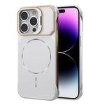 For iPhone 14 Pro Max Magnetic Case Lens Frame Kickstand Matte PC Frameless Phone Cover
