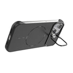 For iPhone 15 Magnetic Case Lens Frame Kickstand Matte PC Frameless Phone Cover