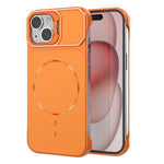 For iPhone 15 Magnetic Case Lens Frame Kickstand Matte PC Frameless Phone Cover