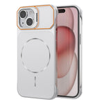 For iPhone 15 Magnetic Case Lens Frame Kickstand Matte PC Frameless Phone Cover