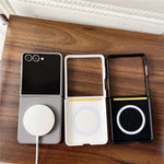 For Samsung Galaxy Z Flip8 Magnetic Case Leather + PC Phone Cover