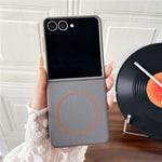 For Samsung Galaxy Z Flip8 Magnetic Case Leather + PC Phone Cover