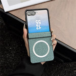 Til Samsung Galaxy Z Flip8 Magnetisk Etui Læder + PC Telefoncover med Bagskærmsfolie og Hængsel