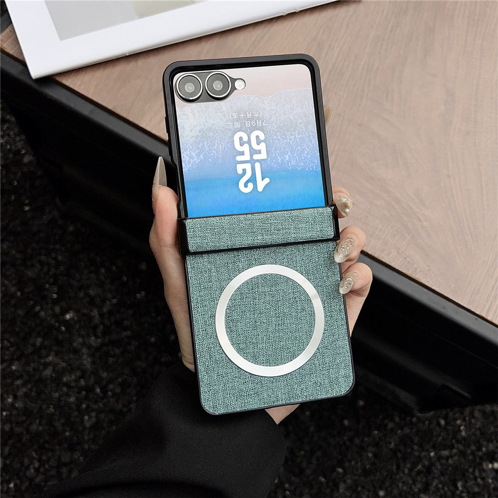 Til Samsung Galaxy Z Flip8 Magnetisk Etui Læder + PC Telefoncover med Bagskærmsfolie og Hængsel