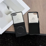 Til Samsung Galaxy Z Flip8 Magnetisk Etui Læder + PC Telefoncover med Bagskærmsfolie og Hængsel